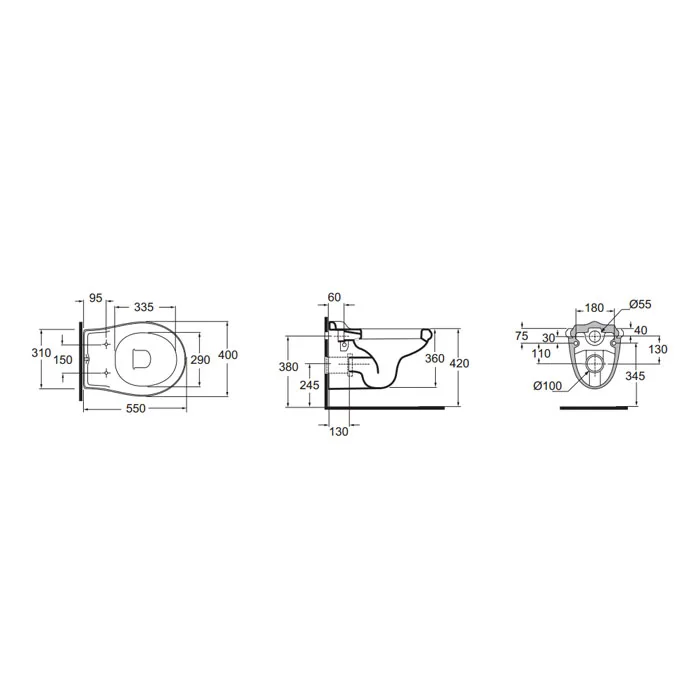 Чаша для унитаза подвесного Azzurra Jubilaeum 55x40 JUVKSP000000BI/(JUB100/SOSK bi) Sancos — официальный сайт