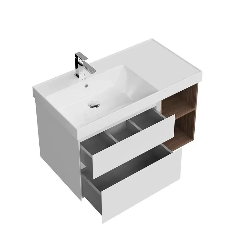 Тумба под раковину без столешницы KERAMA MARAZZI Cubo 90, левая подвесная, с ящиками и полкой, белая Sancos — официальный сайт