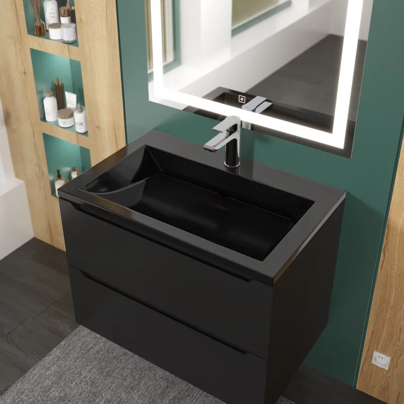 Мебельная раковина Uperwood Infinity 70 глянцевая черная Sancos — официальный сайт