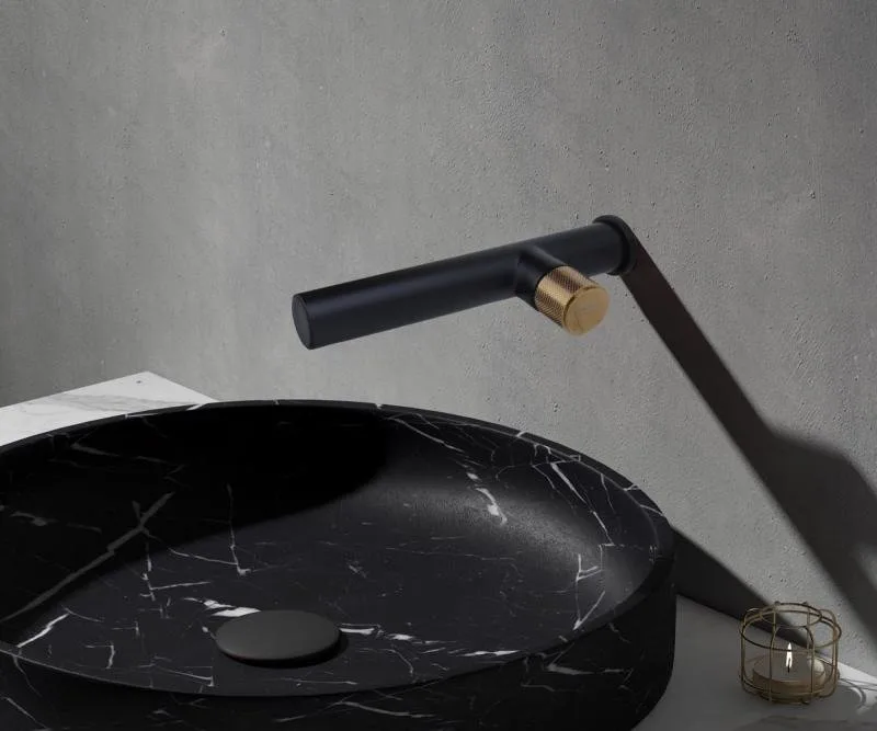 Смеситель для раковины Bronze de Luxe Avantgarde 2021MH С ВНУТРЕННЕЙ ЧАСТЬЮ, черный, розовое золото Sancos — официальный сайт