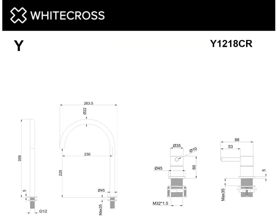 Смеситель для раковины WHITECROSS Y Y1218CR хром Sancos — официальный сайт