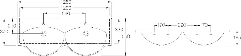 Раковина Hatria Sophie Y0Q501 125 см, белая Sancos — официальный сайт