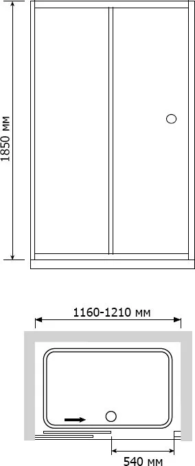 Душевая дверь в нишу RGW Classic CL-12 (1160-1210)x1850 Sancos — официальный сайт