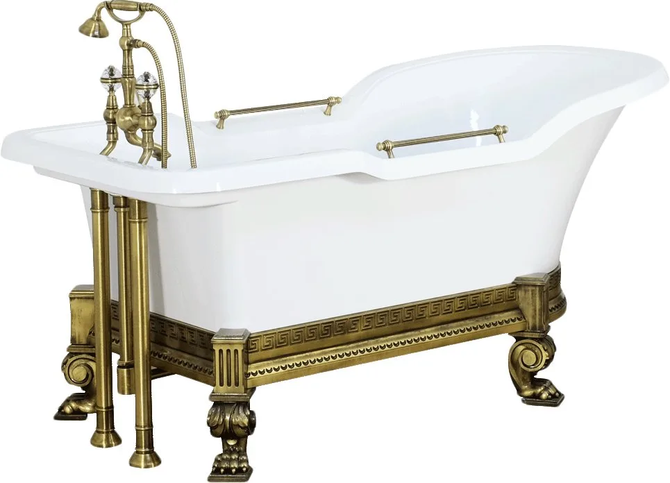 Ванна из искусственного камня Migliore Impero 26341 180x85 см, отдельностоящая, белая, с ручками, со Sancos — официальный сайт