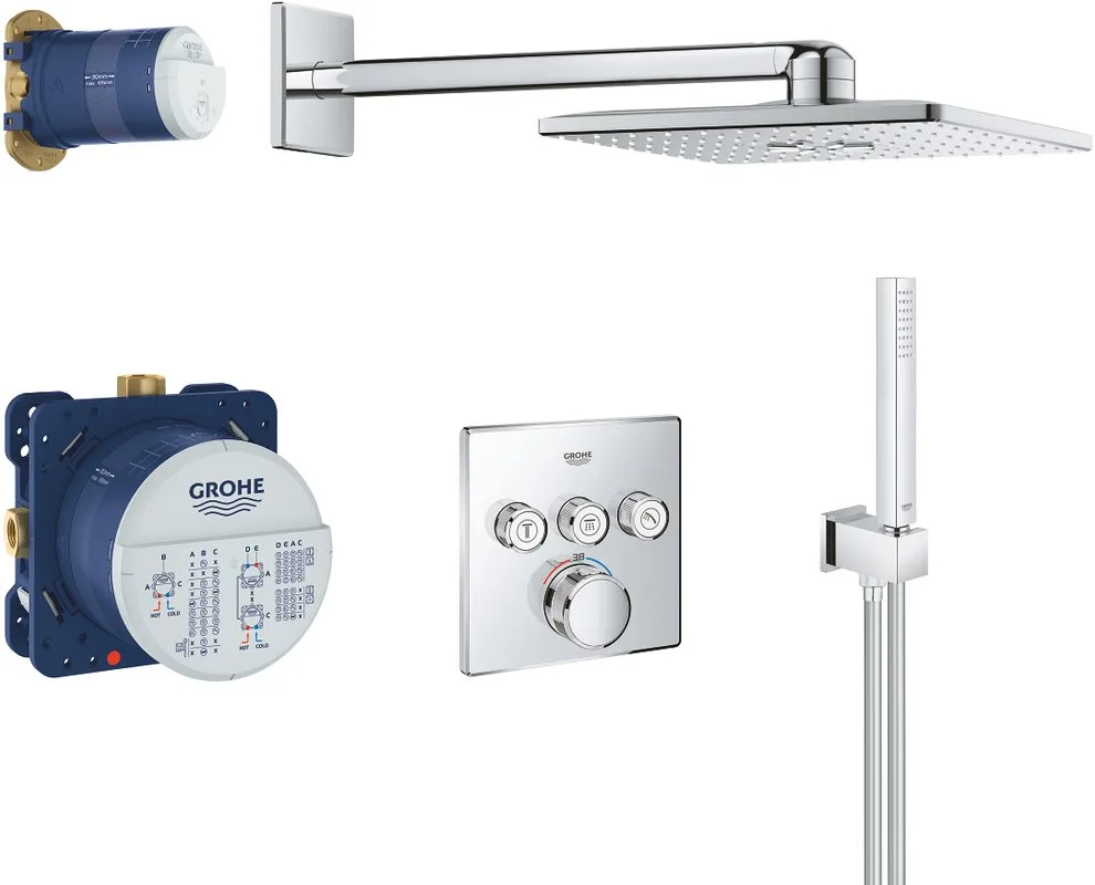Душевой комплект Grohe Grohtherm SmartControl 34706000, С ВНУТРЕННЕЙ ЧАСТЬЮ Sancos — официальный сайт