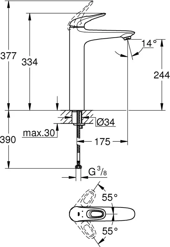 Смеситель для раковины Grohe Eurostyle New 23570003 Sancos — официальный сайт