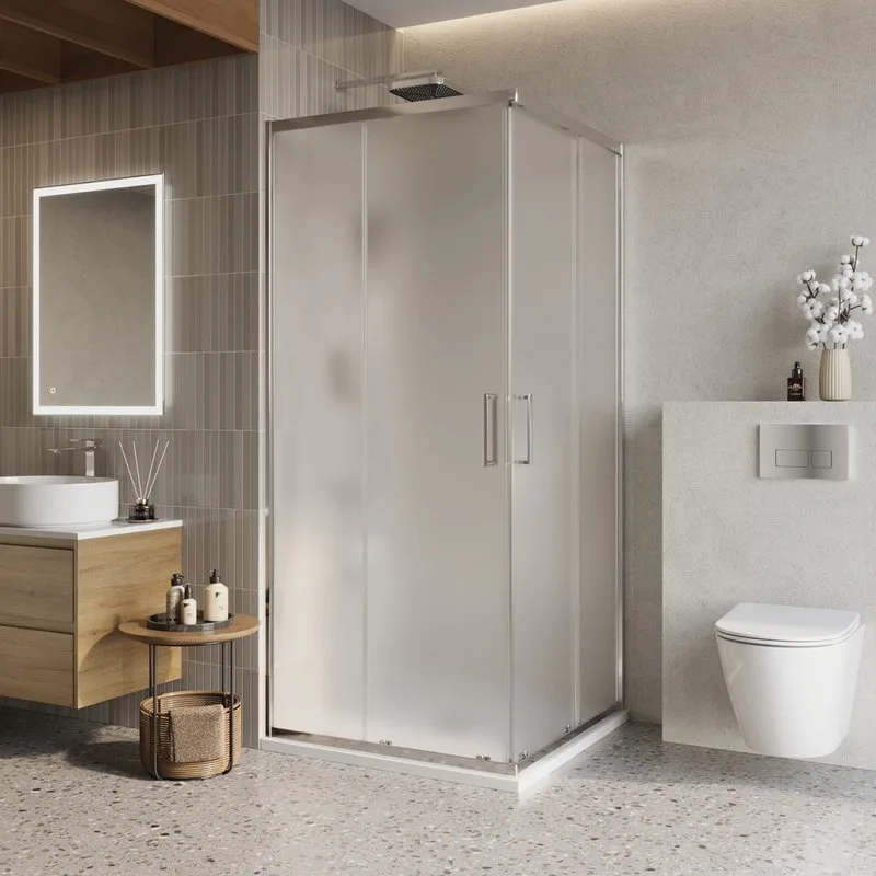 Душевой уголок BelBagno Luce A-2-90-P-Cr 90x90, профиль хром, стекло рифленое Sancos — официальный сайт