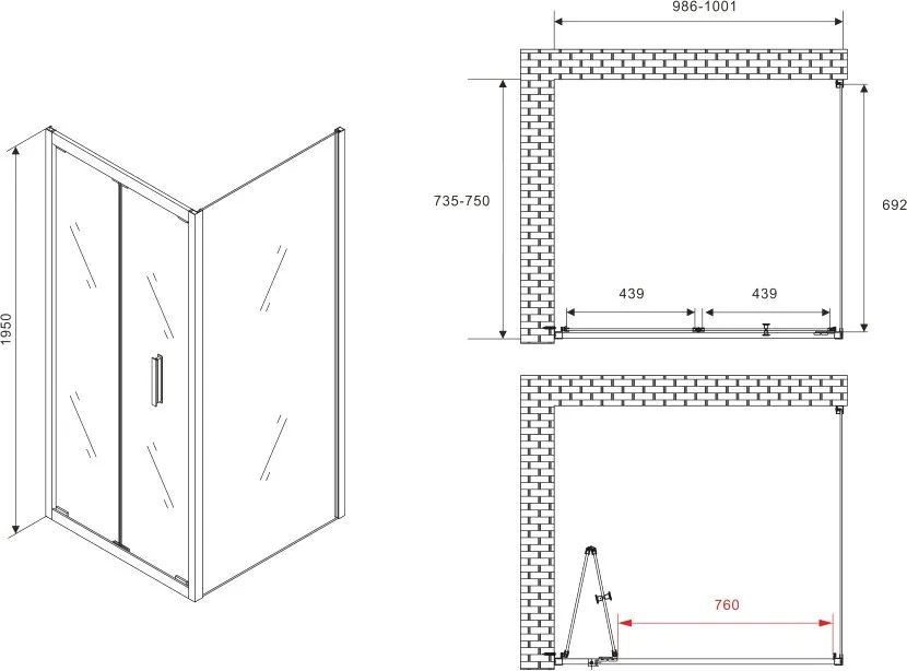 Душевой уголок Abber Sonnenstrand AG07100B-S75B 100x75, профиль черный, стекло прозрачное Sancos — официальный сайт