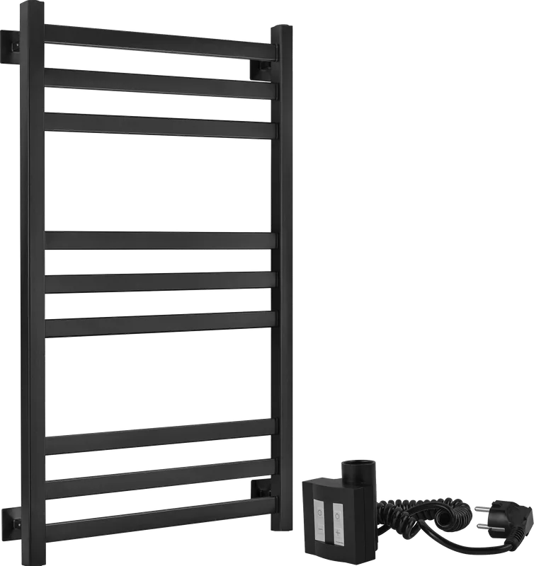 Полотенцесушитель электрический Secado Корсико 3 , 100x50 ТЭН квадратный, черный матовый, L Sancos — официальный сайт