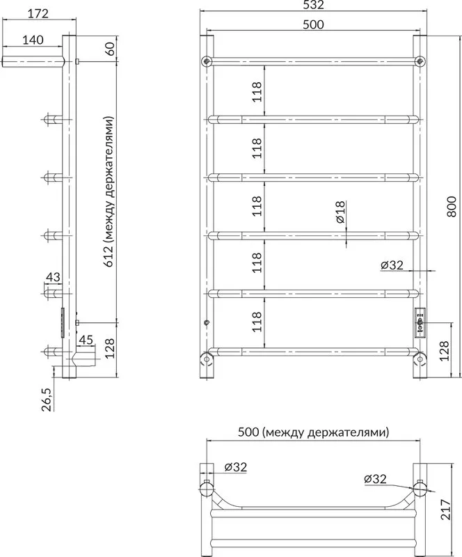 Полотенцесушитель электрический Indigo Roof Lux LCRLE80-50PRt с полкой, полированный хром Sancos — официальный сайт