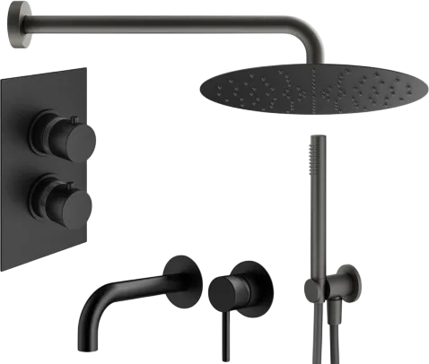 Комплект для ванной Plumberia Selection Ixo KITXOT18QNO210 С ВНУТРЕННЕЙ ЧАСТЬЮ, черный матовый Sancos — официальный сайт