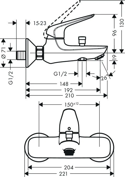 Смеситель для ванны с душем Hansgrohe Novus 71040000 Sancos — официальный сайт