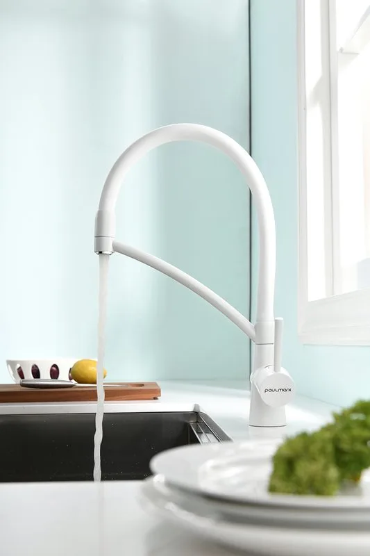 Смеситель для кухни Paulmark Siegen Si213111-WH, белый матовый с гибким изливом Sancos — официальный сайт