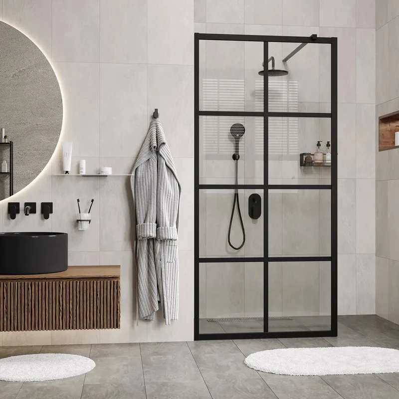 Душевая перегородка Wasserkraft Glan 66W 100 см, профиль черный матовый Sancos — официальный сайт