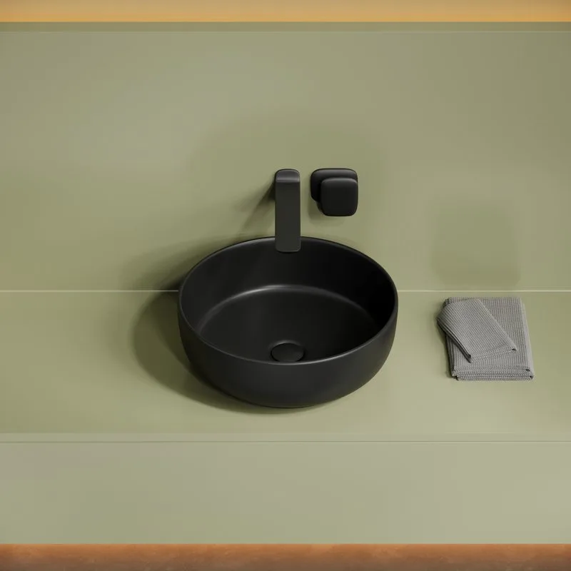 Накладная раковина Ceramicanova Taycan CN12003MB 37х37 матовая черная Sancos — официальный сайт
