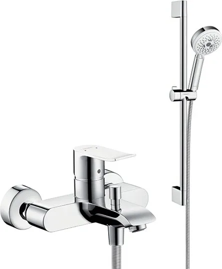 Смеситель для ванны с душем Hansgrohe Metris 31480000, + Душевой гарнитур Hansgrohe Crometta 100 Mul Sancos — официальный сайт