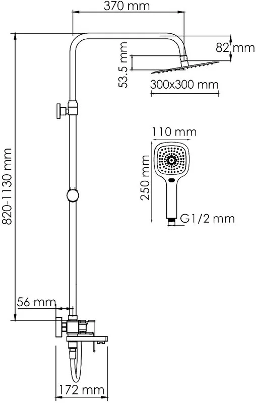 Душевая стойка Wasserkraft Aller A177.118.065.087.CH, хром Sancos — официальный сайт