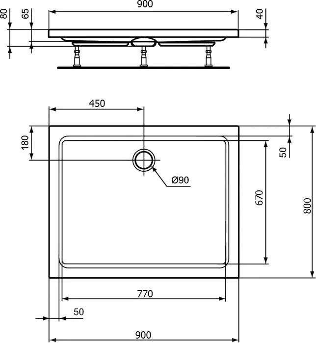 Поддон для душа Ideal Standard Hotline 90x80 прямоугольный Sancos — официальный сайт