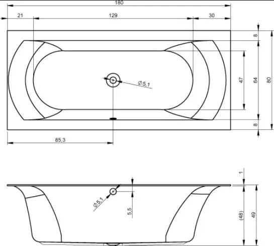 Акриловая ванна Riho Linares B142001005 R без опоры 180x80 см, правая, встраиваемая, белая Sancos — официальный сайт