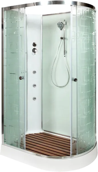 Душевая кабина DTO EM1512LN 120х80, с гидромассажем, профиль хром, стекло матовое с узором Sancos — Оригинал