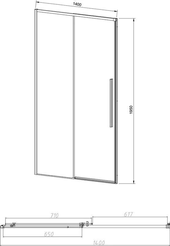 Душевая дверь в нишу Vincea Slim-N VDS-4SN140CLB 140 см, профиль черный Sancos — официальный сайт