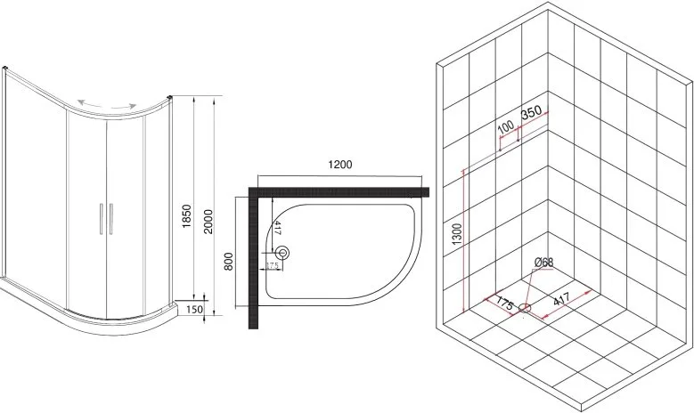 Душевой уголок Esbano ESR-8027А 120x80, L, с поддоном Sancos — официальный сайт