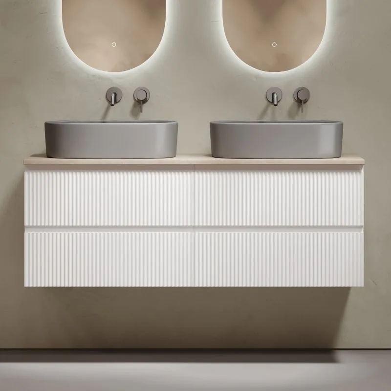 Тумба с раковиной Sancos Snob R 140 bianco, столешница бежевая TT140A2, раковина CN6048MH Sancos — официальный сайт