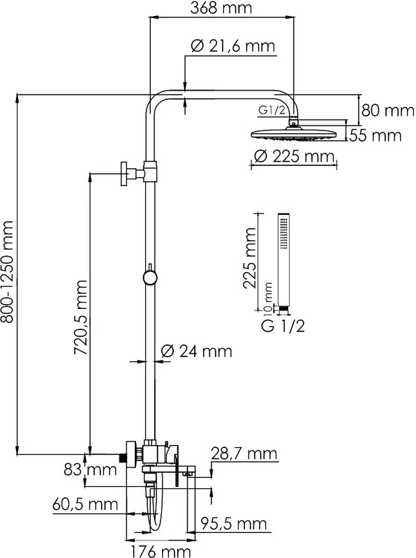 Душевая стойка Wasserkraft Elbe 7400 A174.077.217.CB, черная Sancos — официальный сайт