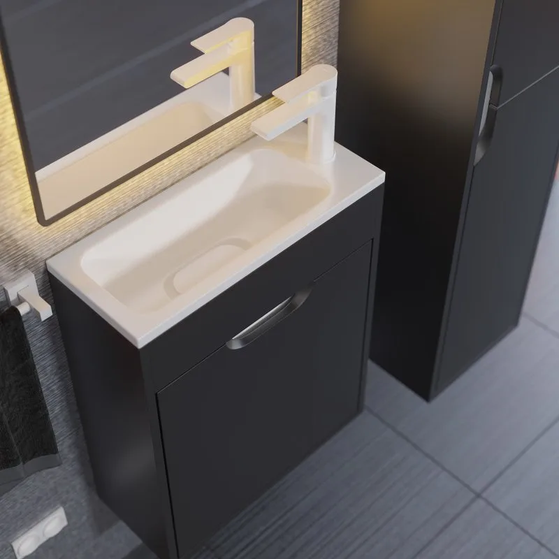 Тумба под раковину без столешницы Uperwood Modul 50 подвесная, 1 дверца, матовая черная Sancos — официальный сайт