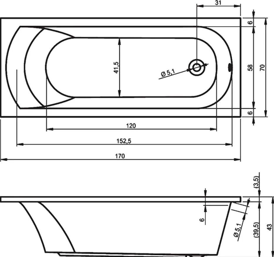 Акриловая ванна Riho Miami B060001005 без опоры 170x70 см, встраиваемая, белая Sancos — официальный сайт