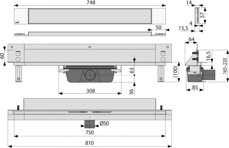 Душевой трап (лоток) AlcaPlast Spa APZ5-TWIN-750 Sancos — официальный сайт