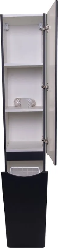 Шкаф-пенал для ванной Style Line Бергамо Люкс Plus 30 с бельевой корзиной, антискрейтч черный