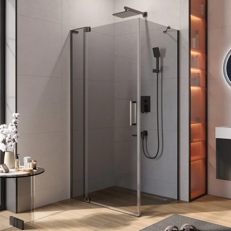 Душевой уголок Cezares Slider AH 1 80-100/110 GRIGIO GM профиль оружейная сталь, стекло серое Sancos — официальный сайт