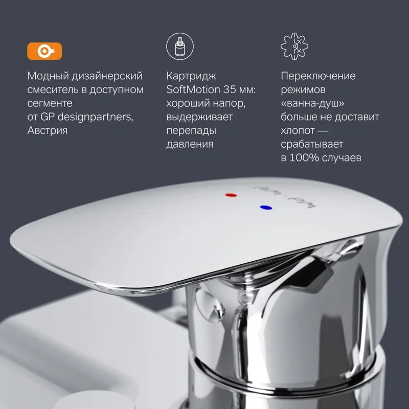 Смеситель для ванны с душем AM.PM Spirit V2.1 F71A10000 Sancos — официальный сайт