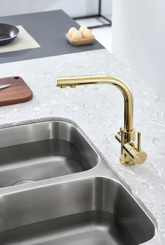 Смеситель для кухни Paulmark Essen Es213011-G золото Sancos — официальный сайт