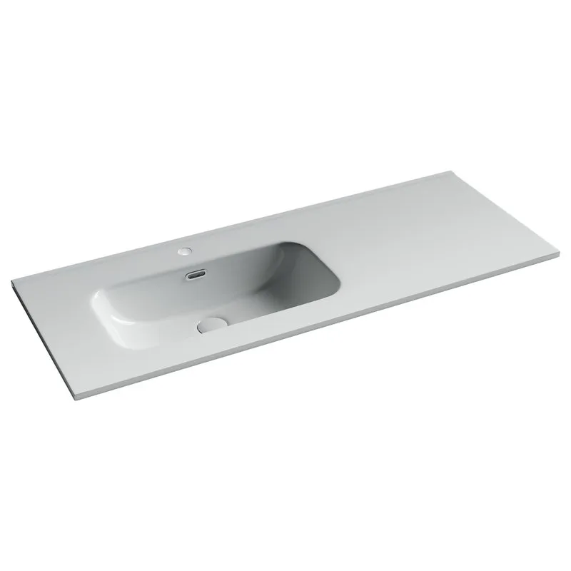 Раковина накладная мебельная Ceramicanova Element прямоугольная 121 см с чашей слева с отверстием по Sancos — официальный сайт