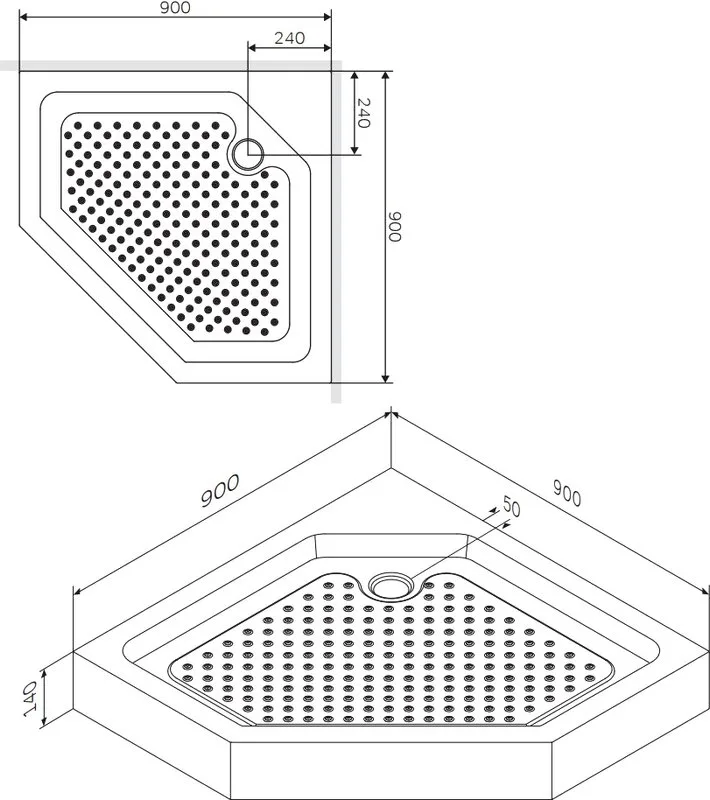 Поддон для душа AM.PM Gem W90T-405-090WT 90x90 Sancos — официальный сайт