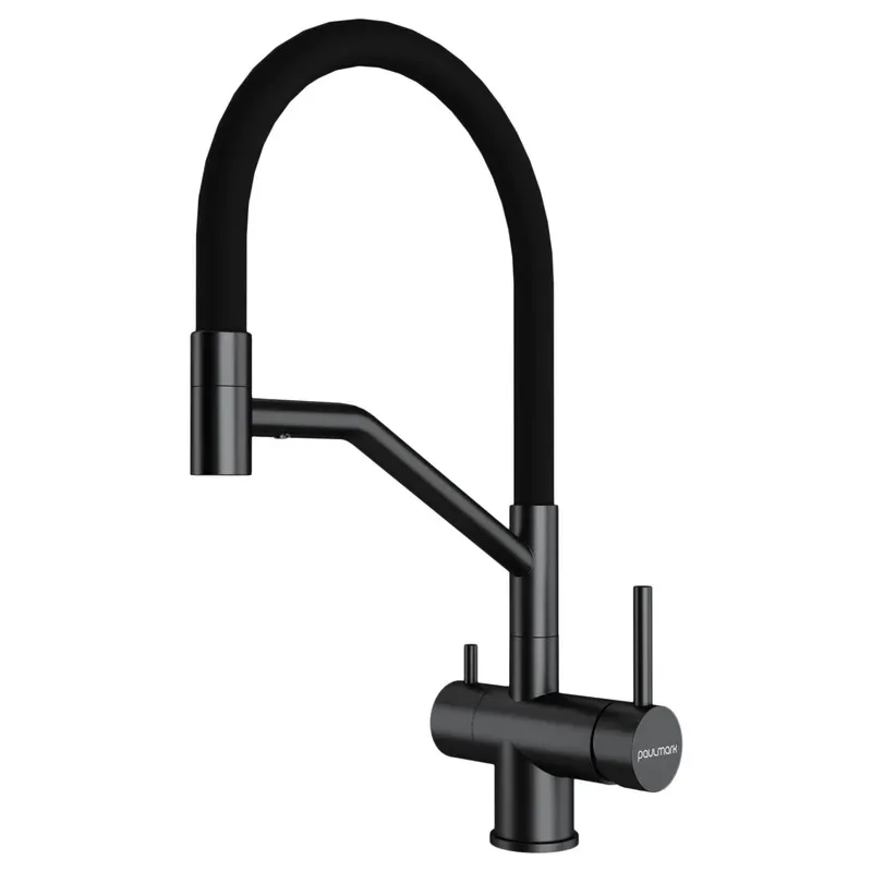 Смеситель для кухни Paulmark Ru213175-GM, с гибким изливом, вороненая сталь Sancos — официальный сайт