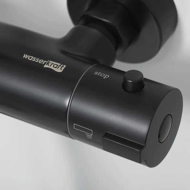 Душевая стойка Wasserkraft Thermo A28801, черная матовая Sancos — официальный сайт