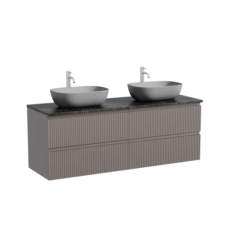 Тумба с раковиной Sancos Snob R 140 doha soft, столешница черный мрамор TT140A1X, раковина CN6009MH Sancos — официальный сайт