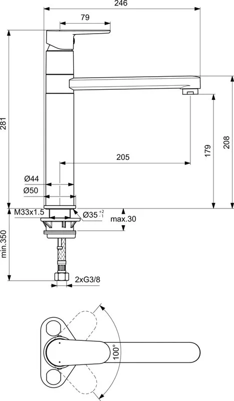 Смеситель для кухни Ideal Standard Cerafine O BC501XG черный Sancos — официальный сайт