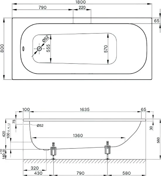 Стальная ванна Bette Form 180x80 см, встраиваемая, с антискользящим покрытием, с шумоизоляцией Sancos — официальный сайт