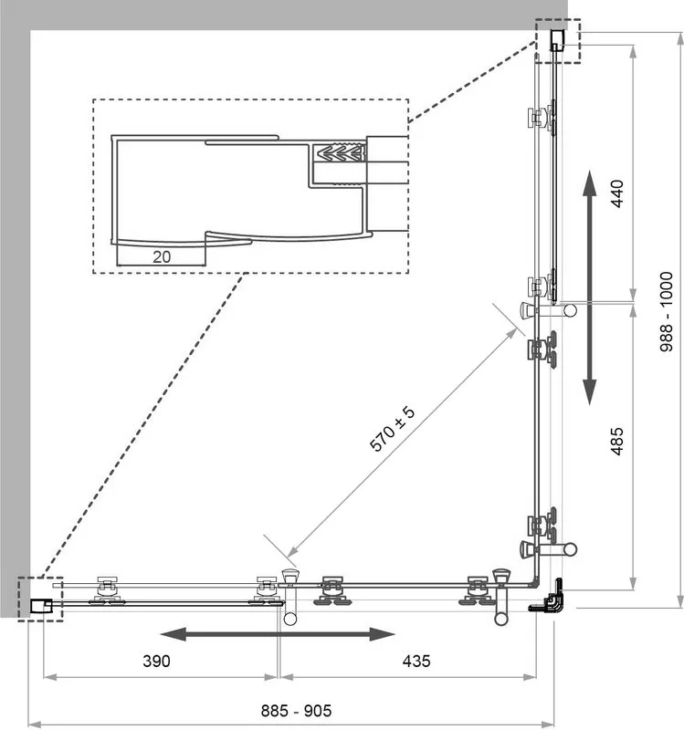 Душевой уголок BelBagno Uno -195 AH 2 100/90 P Cr стекло текстурное Sancos — официальный сайт