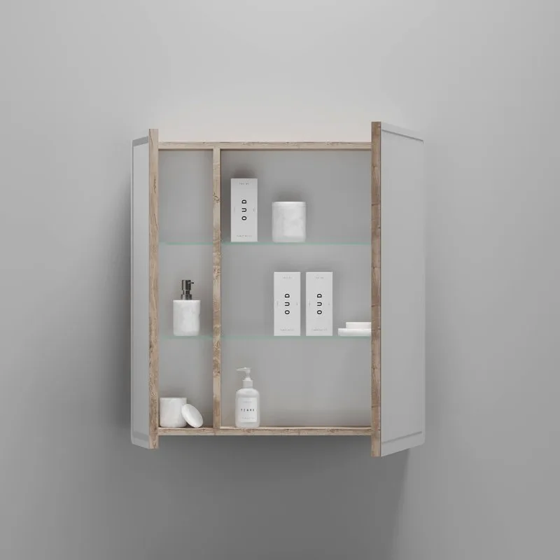 Зеркало-шкаф Sancos Mirror 70 с подсветкой, дуб галифакс натуральный Sancos — официальный сайт
