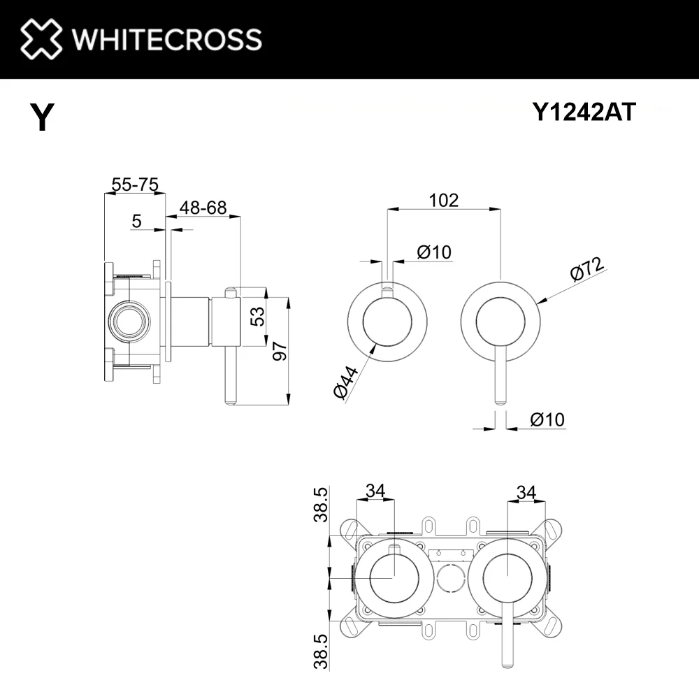 Встраиваемый смеситель WHITECROSS Y Y1242AT для душа С ВНУТРЕННЕЙ ЧАСТЬЮ, антрацит Sancos — официальный сайт