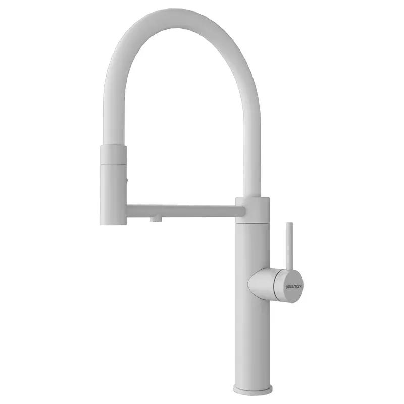 Смеситель для кухни Paulmark Ganymede Ga213199-WH с гибким изливом, белый матовый Sancos — официальный сайт