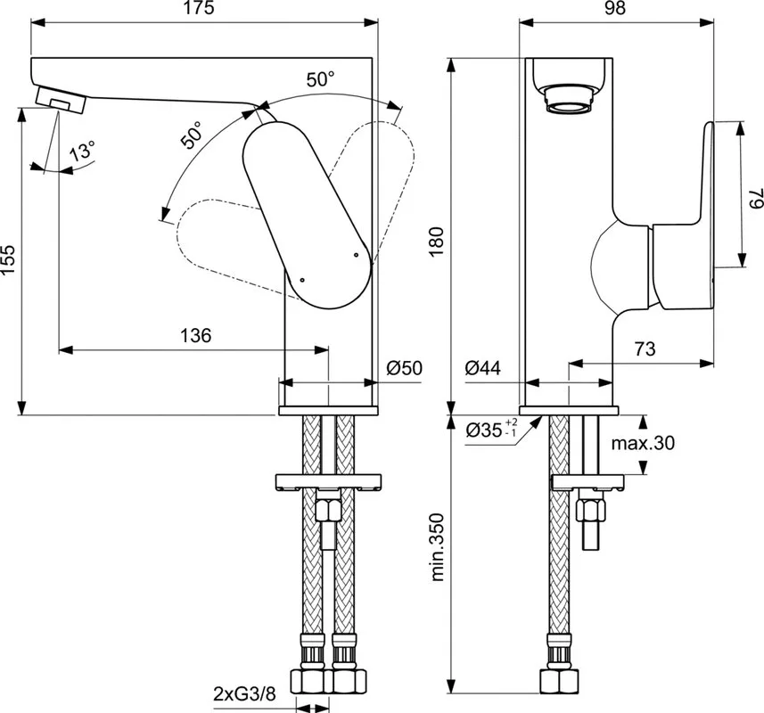 Смеситель для раковины Ideal Standard Cerafine O BC555AA Sancos — официальный сайт