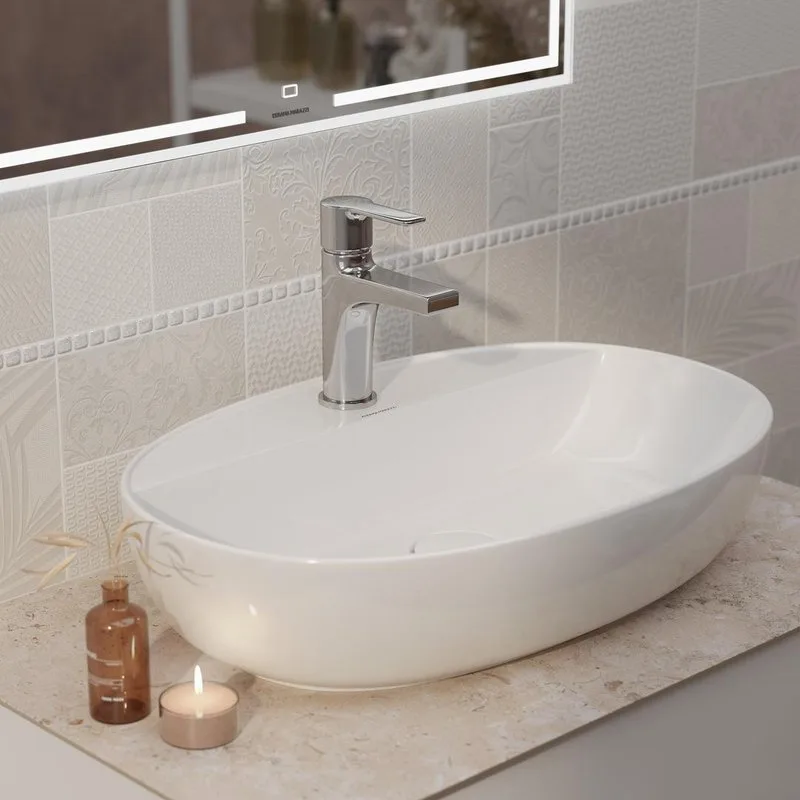 Накладная раковина KERAMA MARAZZI Plaza 60 накладная, белая глянцевая Sancos — официальный сайт