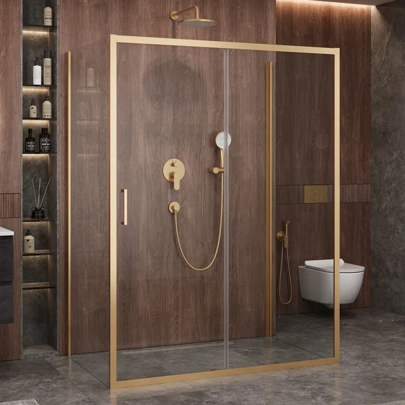 Душевой уголок Cezares Molveno AH 12 160+90 C BORO IV 160х90 см, профиль брашированное золото, стекл Sancos — официальный сайт