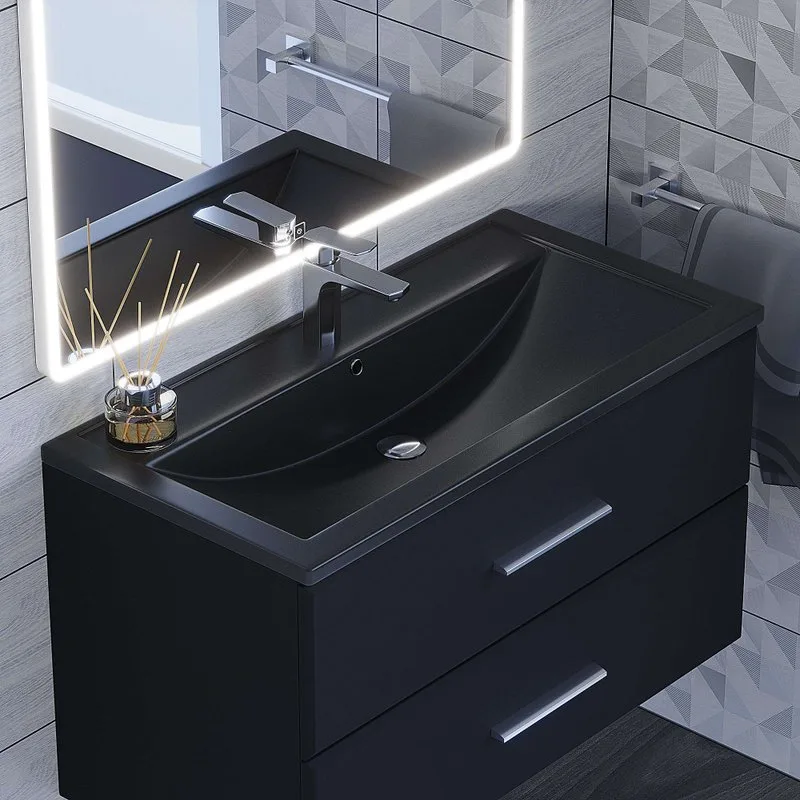 Мебельная раковина Uperwood Foster Quartz 291030043 90 см, матовая черная, космос Sancos — официальный сайт